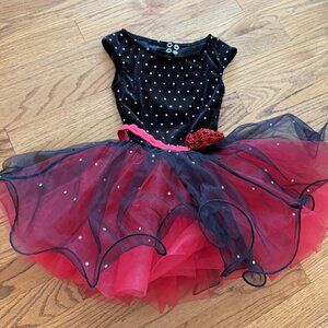 WEISSMAN SMALL CHILD RED BLACK COMPETITION DANCE COSTUME 11803 JAZZ TAP MUSICAL